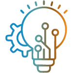 Lightbulb and technology gears representing enterprise software solutions