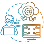 Connected technology systems illustrating business digital transformation