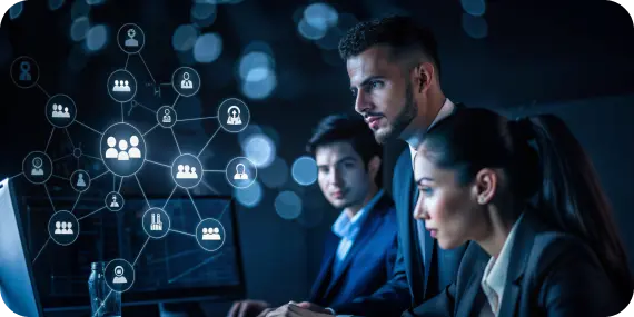 IT staff augmentation services represented by a team of technology professionals working on software projects